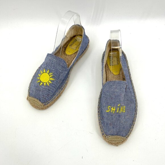 SOLUDOS X MARY MATSON Blue Yellow Sunshine Slip On Espadrille Flats Shoes Size 8 - Picture 3 of 10